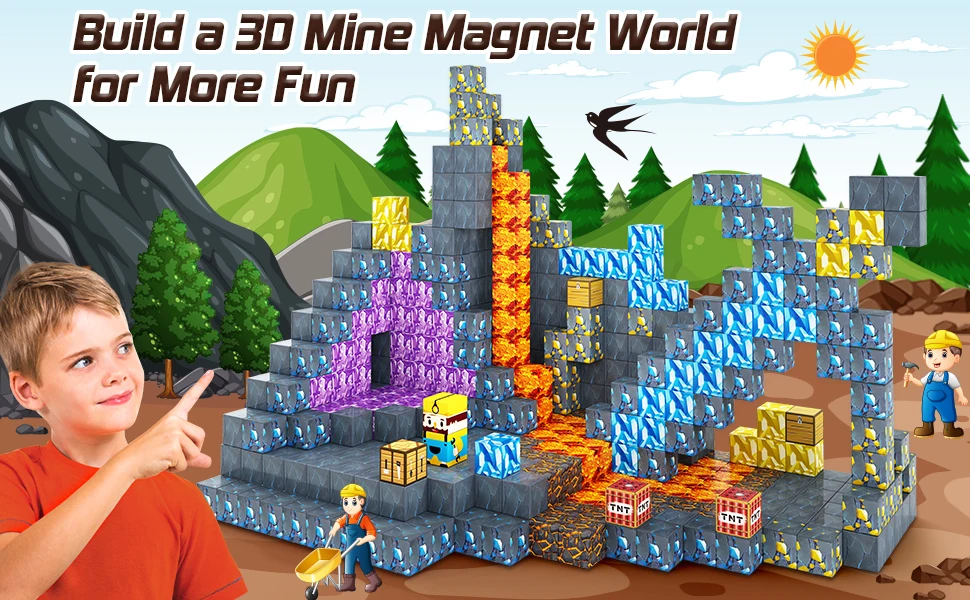 Magnetické kostky Mine World